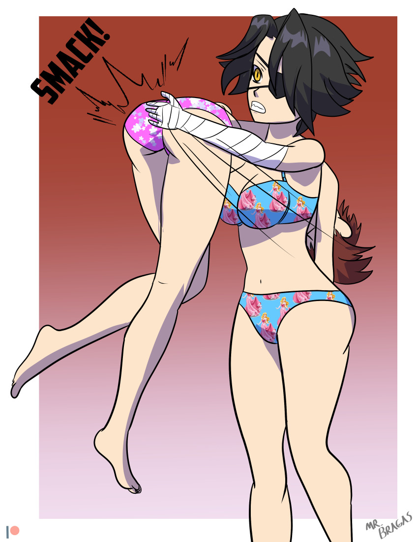absurdres bra cinder_fall highres mrbragas panties print_panties ruby_rose rwby spanking underwear