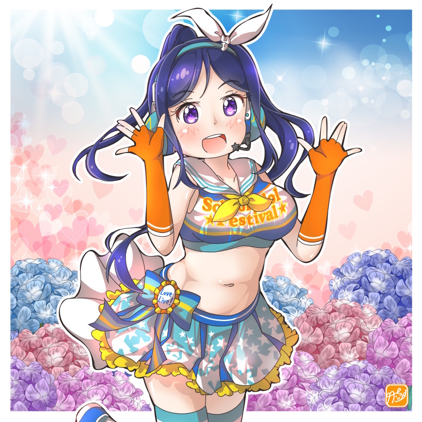 1girl blue_hair female_focus highres long_hair love_live! love_live!_sunshine!! matsuura_kanan purple_eyes takecho takecho-chan takecho1