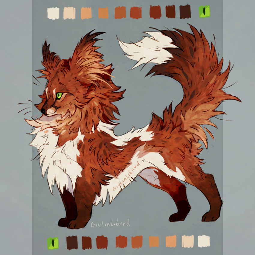 adoptable animal animal_focus brown_fur cat color_guide commentary creature creature_focus dog english_commentary fluffy fox from_side fusion giulialibard highres no_humans original papillon_(dog) realistic reference_sheet simple_background snout solo whiskers