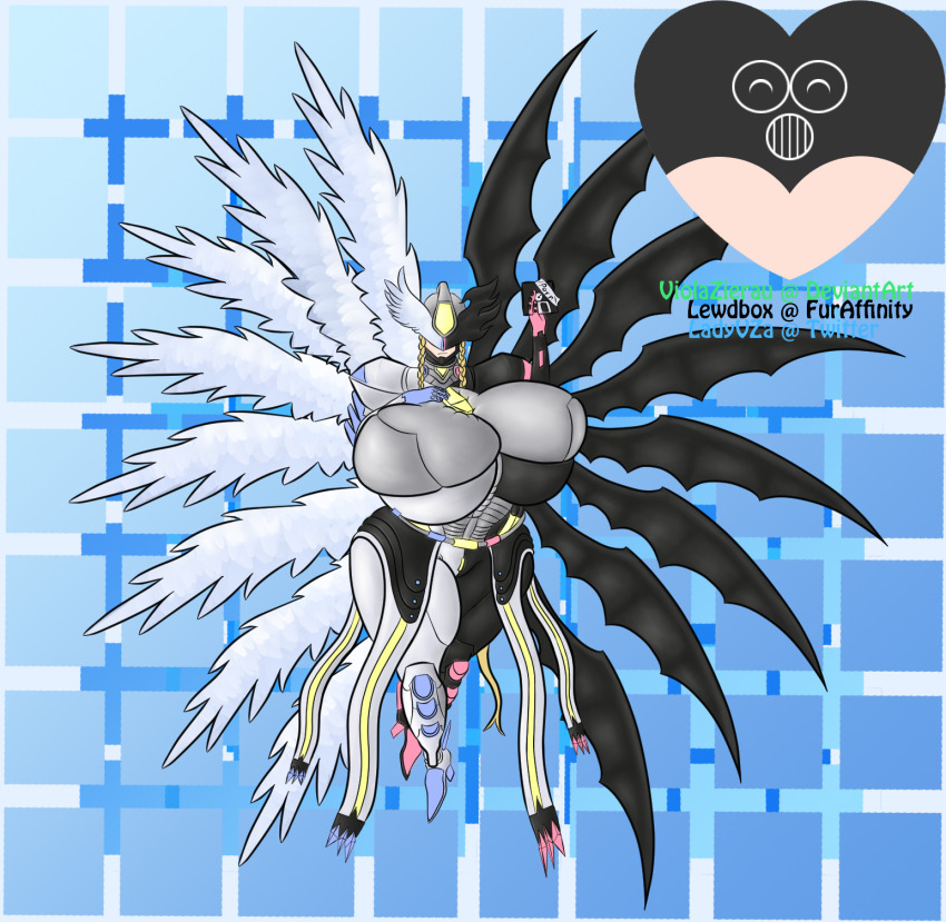 armor covered_eyes digimon digimon_(creature) fusion highres long_hair mask mastemon wings