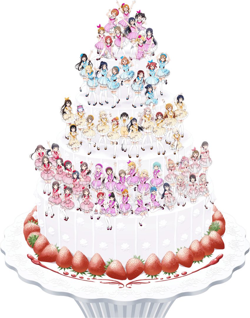 6+girls amakusa_hikaru anyoji_hime arashi_chisato artist_request asaka_karin ayase_eli black_hair black_shoes blonde_hair blue_dress blue_hair blue_hat brown_hair cake ceras_yanagida_lilienfeld dress emma_verde food fruit gradient_hair green_hair harukaze_sayaka hat hazuki_ren heanna_sumire highres hinoshita_kaho hojo_yukino hoshizora_rin kachimachi_kosuzu katsuragi_izumi kneeling koizumi_hanayo konoe_kanata kosaka_honoka kunikida_hanamaru kurosawa_dia kurosawa_ruby kurusu_toa link!_like!_love_live! long_hair love_live! love_live!_nijigasaki_high_school_idol_club love_live!_school_idol_musical love_live!_school_idol_project love_live!_sunshine!! love_live!_superstar!! matsuura_kanan medium_hair mia_taylor mifune_shioriko mikasa_maya minami_kotori miyashita_ai momose_ginko multicolored_hair multiple_girls murano_sayaka nakasu_kasumi nishikino_maki official_art ohara_mari on_food onitsuka_natsumi onitsuka_tomari orange_hair osaka_shizuku osawa_rurino oversized_food oversized_object pink_dress pink_hat plaid_clothes plaid_dress purple_dress purple_hair purple_hat red_dress red_hair red_hat sakurakoji_kinako sakurauchi_riko shibuya_kanon shoes short_hair simple_background sitting sonoda_umi standing standing_on_one_leg strawberry sumeragi_yuzuha suzuka_rena takami_chika takasaki_yu takizawa_anzu tang_keke tennoji_rina thighhighs tojo_nozomi transparent_background tsubaki_rurika tsushima_yoshiko uehara_ayumu wakana_shiki wakatsuki_misuzu_(love_live!) watanabe_you white_hair white_thighhighs wien_margarete yazawa_nico yellow_dress yellow_hat yoneme_mei yuki_setsuna zhong_lanzhu