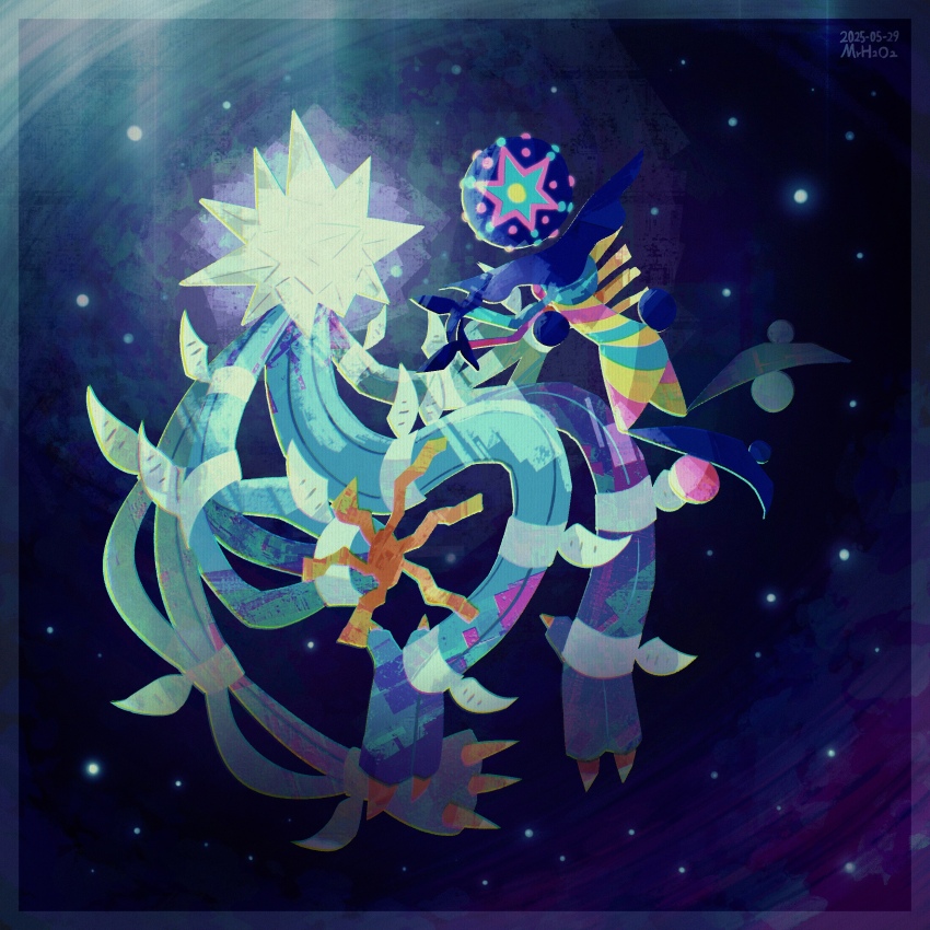 absurdres alternate_color artist_name blacephalon border cable dated gen_7_pokemon glowing highres mr_h202 nintendo no_humans pokemon pokemon_(creature) pokemon_focus shiny_pokemon ultra_beast xurkitree