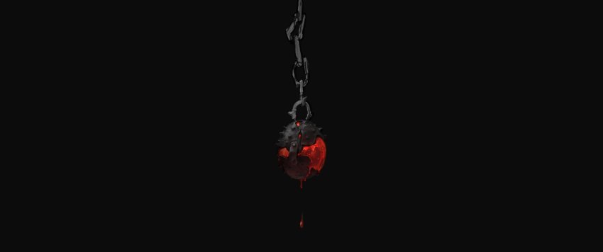 absurdres black_background blood chain contrast dripping highres no_humans original simple_background sketch spikes wan_young_yun