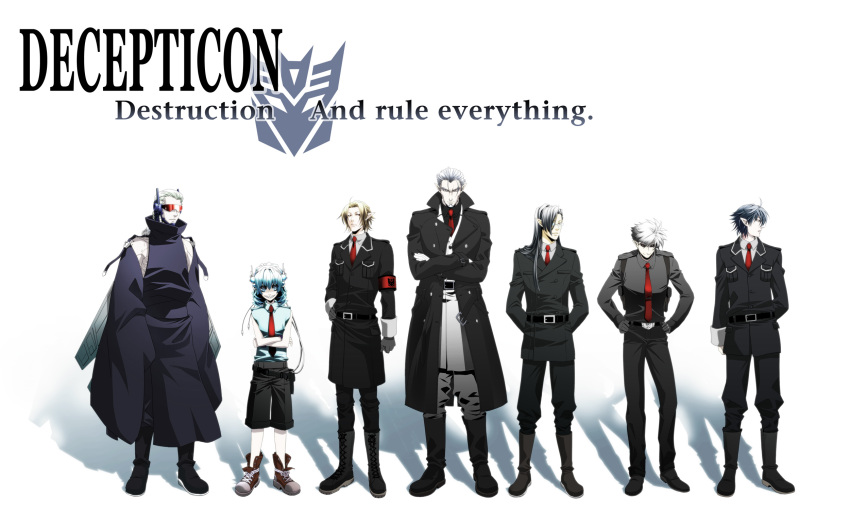 6+boys annotation_request bad_id bad_pixiv_id barricade_(transformers) blitzwing frenzy_(transformers) ghost_in_the_shell ghost_in_the_shell_lineup ghost_in_the_shell:_stand_alone_complex gyaita highres lineup male_focus megatron military military_uniform multiple_boys parody personification pointy_ears soundwave_(transformers) starscream thundercracker transformers