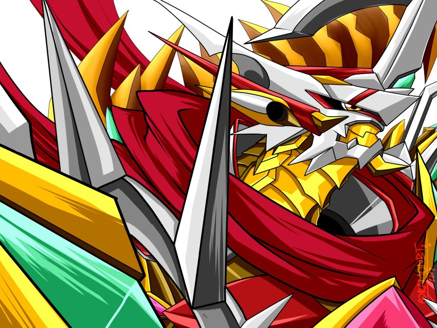 1boy absurdres armor digimon highres jesmon jesmon_x-antibody scarf spikes yellow_eyes