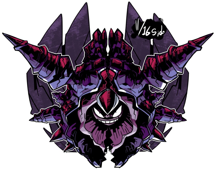 cloyster dated gen_1_pokemon nintendo no_humans pokemon pokemon_(creature) sido_(slipknot) signature simple_background solo white_background