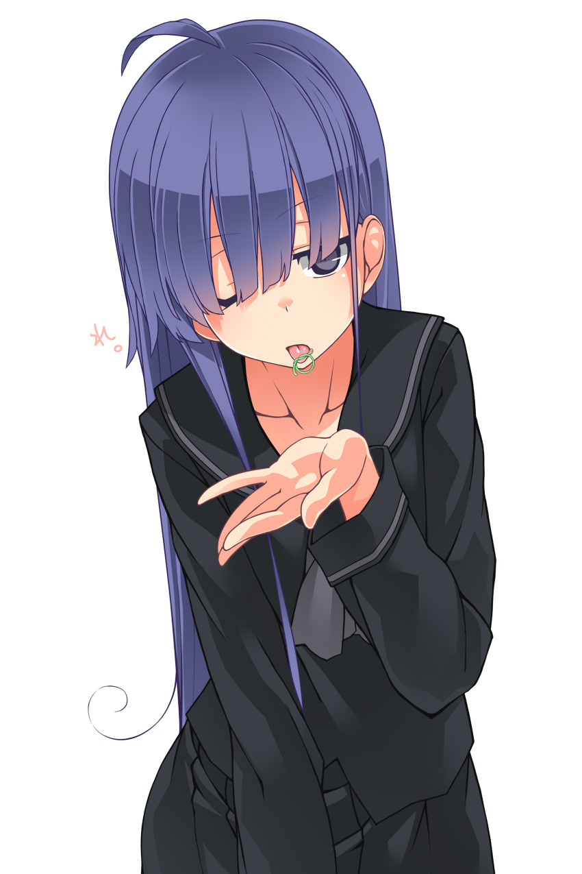 absurdres ahoge black_serafuku highres kazami_nobuko original oteruko_(wanabeee) school_uniform serafuku solo