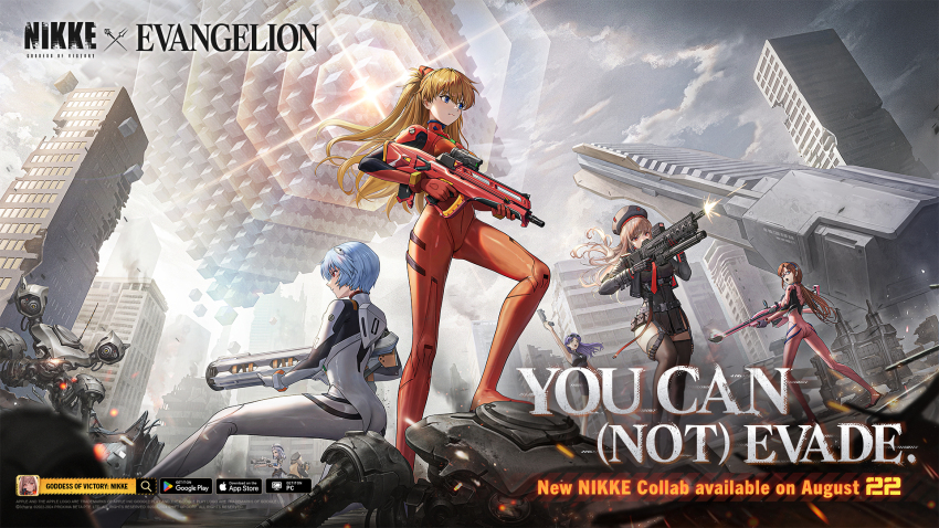 6+girls ammunition anis_(nikke) anti-materiel_rifle arm_up artist_collaboration ass assault_rifle at_field ayanami_rei beret blue_eyes bodysuit breasts brown_hair building bullpup cleavage crossover curvy energy energy_barrier energy_field english_text explosive gatling_gun general_purpose_machine_gun glasses goddess_of_victory:_nikke grenade grenade_cartridge grenade_launcher bad_tag gun hand_on_own_hip handgun hat highres holding holding_gun holding_weapon japanese_text katsuragi_misato large_breasts long_hair looking_afar looking_at_another low_twintails machine_gun mecha mecha_pilot_suit medium_breasts minigun multiple-barrel_gun multiple_girls neon_(nikke) neon_genesis_evangelion official_art orange_hair pistol plugsuit_(evangelion) rapi_(nikke) rei_(nikke) rifle robot rotary_machine_gun shiny_clothes short_hair skin_tight skirt sky sniper_rifle souryuu_asuka_langley twintails underbarrel_grenade_launcher weapon wide_hips window_magazine