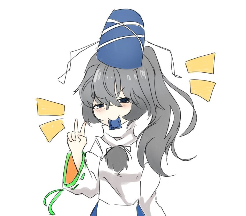antinomy_of_common_flowers earmuffs hair_ornament hair_stick hat hopeless_masquerade japanese_clothes kariginu mononobe_no_futo nuenis ofuda original pom_pom_(clothes) ritual_baton tate_eboshi ten_desires touhou wide_sleeves