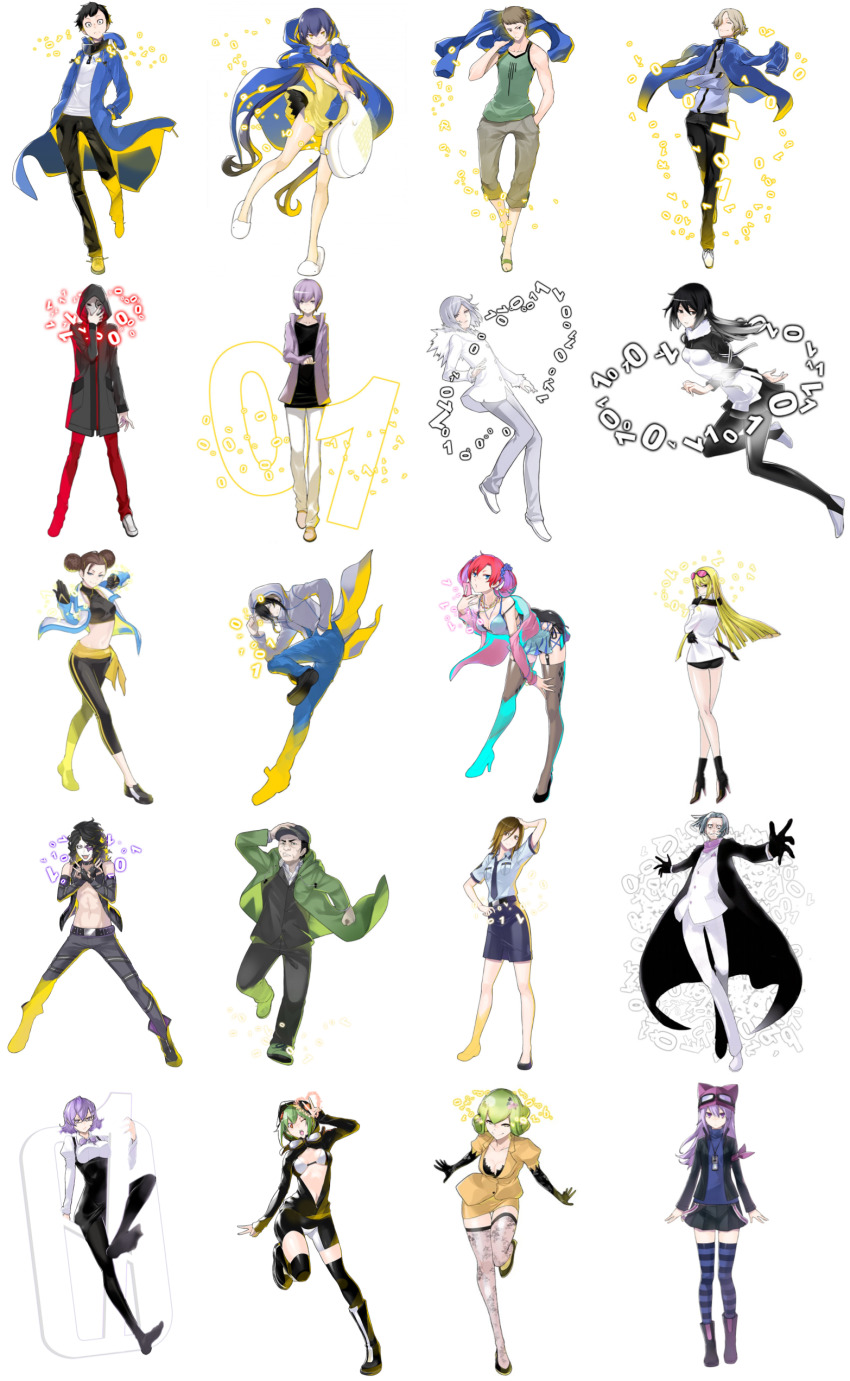 absurdres amasawa_keisuke ass bandai breasts cleavage coat coat_on_shoulders date_makiko digimon digimon_story:_cyber_sleuth digimon_story:_cyber_sleuth_hacker&#039;s_memory fei_wong_tomoe_ignacio goggles green_hair hat highres holding_coat holding_unworn_clothes imai_chitose jimmy_ken k_(digimon) kamishiro_yuugo kamishiro_yuuko kishibe_rie kuremi_kyouko matayoshi_gorou mikagura_mirei mishima_erika mishima_ryuji necktie nogi_yu official_art purple_hair sanada_arata sayo_(digimon) shinomiya_rina shiramine_nokia suedou_akemi unworn_coat wide_hips yasuda_suzuhito