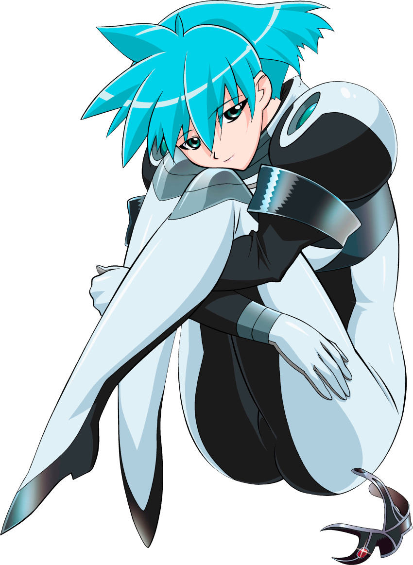 00s absurdres blue_hair gloves green_eyes highres kuroda_kazuya meia_gisborn solo transparent_background vandread