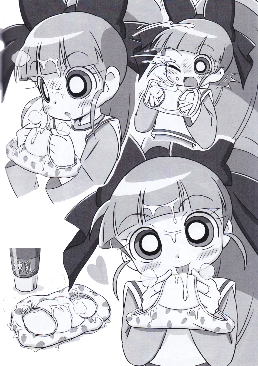 akazutsumi_momoko bad_tag blossom_(ppg) blush bow cartoon_network cum food_print fruit_print hyper_blossom large_bow licking_pussy_juice loli mochi-iri_kinchaku panty_focus ponytail powerpuff_girls powerpuff_girls_z pussy_juice seductive_smile shirt smell smile strawberry_print strawnberry_panties toei_company tongue tongue_out warner_bros.