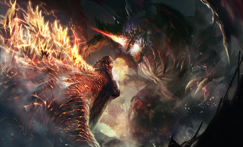 absurdres building burning_godzilla claws crest destoroyah destruction dinosaur electricity embers energy epic giant giant_monster glowing glowing_eyes glowing_horns glowing_mouth glowing_spikes godzilla godzilla:_king_of_the_monsters godzilla_(series) godzilla_vs._destoroyah highres horns kaiju oversized_wings legendary_pictures monster monsterverse night no_humans no_pupils open_mouth orange_electricity pincers roaring ruins sea_monster sharp_teeth single_horn smoke spikes steam tail teeth toho tusks wings yaziri