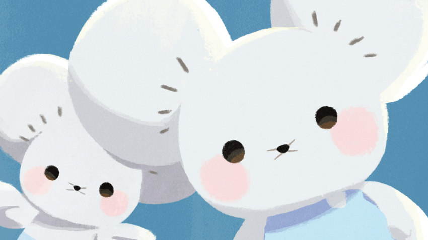 animal_focus aqua_background blush_stickers brown_eyes commentary_request looking_at_viewer mouse_(animal) nintendo no_humans nori_(hgdm2784) pokemon pokemon_(creature) simple_background tandemaus upper_body