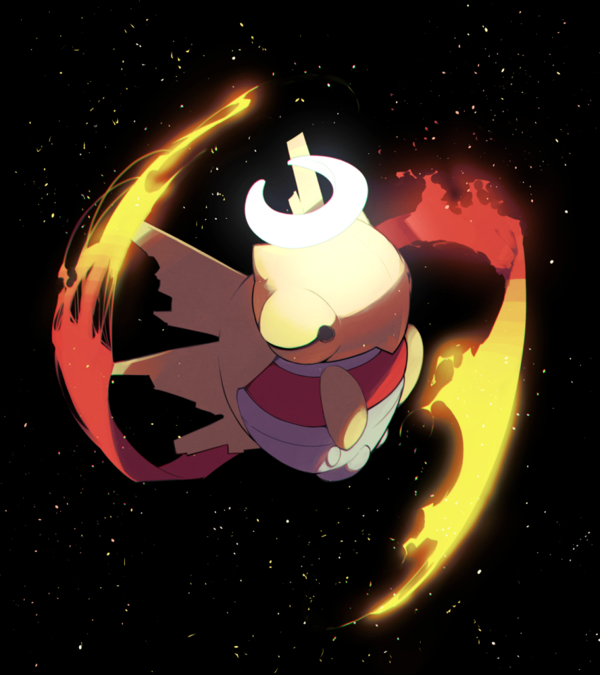 black_background commentary doodlerush fire full_body gen_3_pokemon highres nintendo no_humans pokemon pokemon_(creature) shedinja