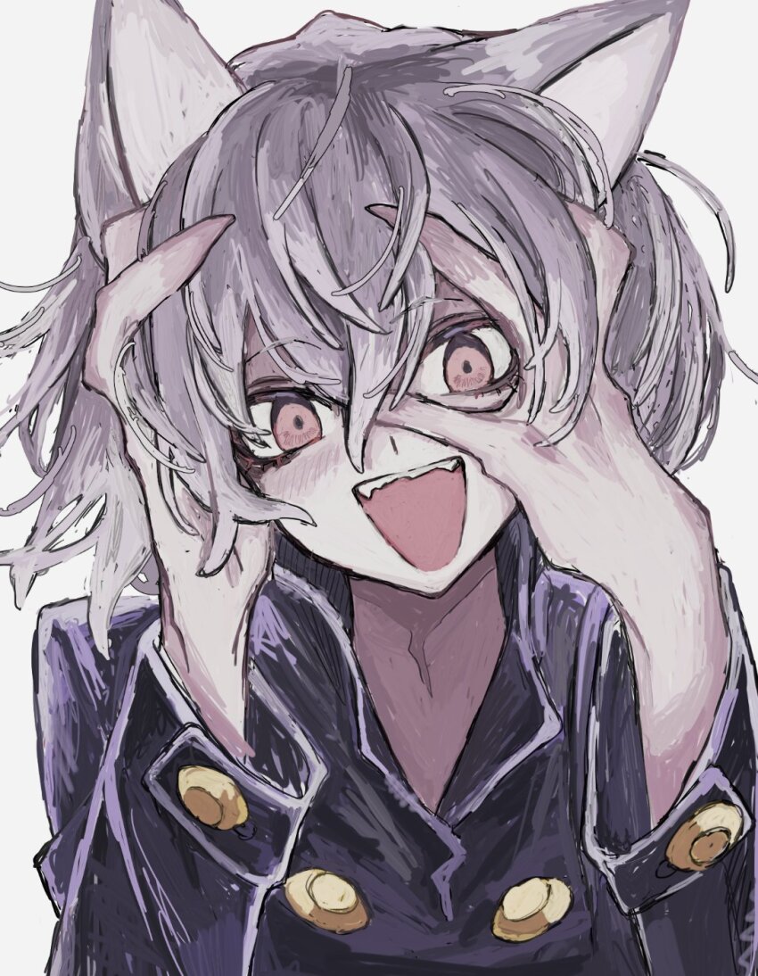 1girl animal_ears cat_ears cat_girl facing_viewer highres hunter_x_hunter looking_at_viewer maikeru_(dk_maikel) neferpitou solo white_hair