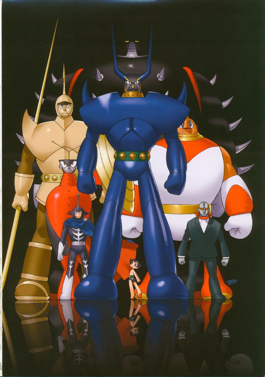 6+boys atom_(tetsuwan_atom) black_hair highres looking_at_viewer multiple_boys no_humans official_art robot short_hair simple_background tetsuwan_atom tezuka_osamu_(style) yoshizaki_mine