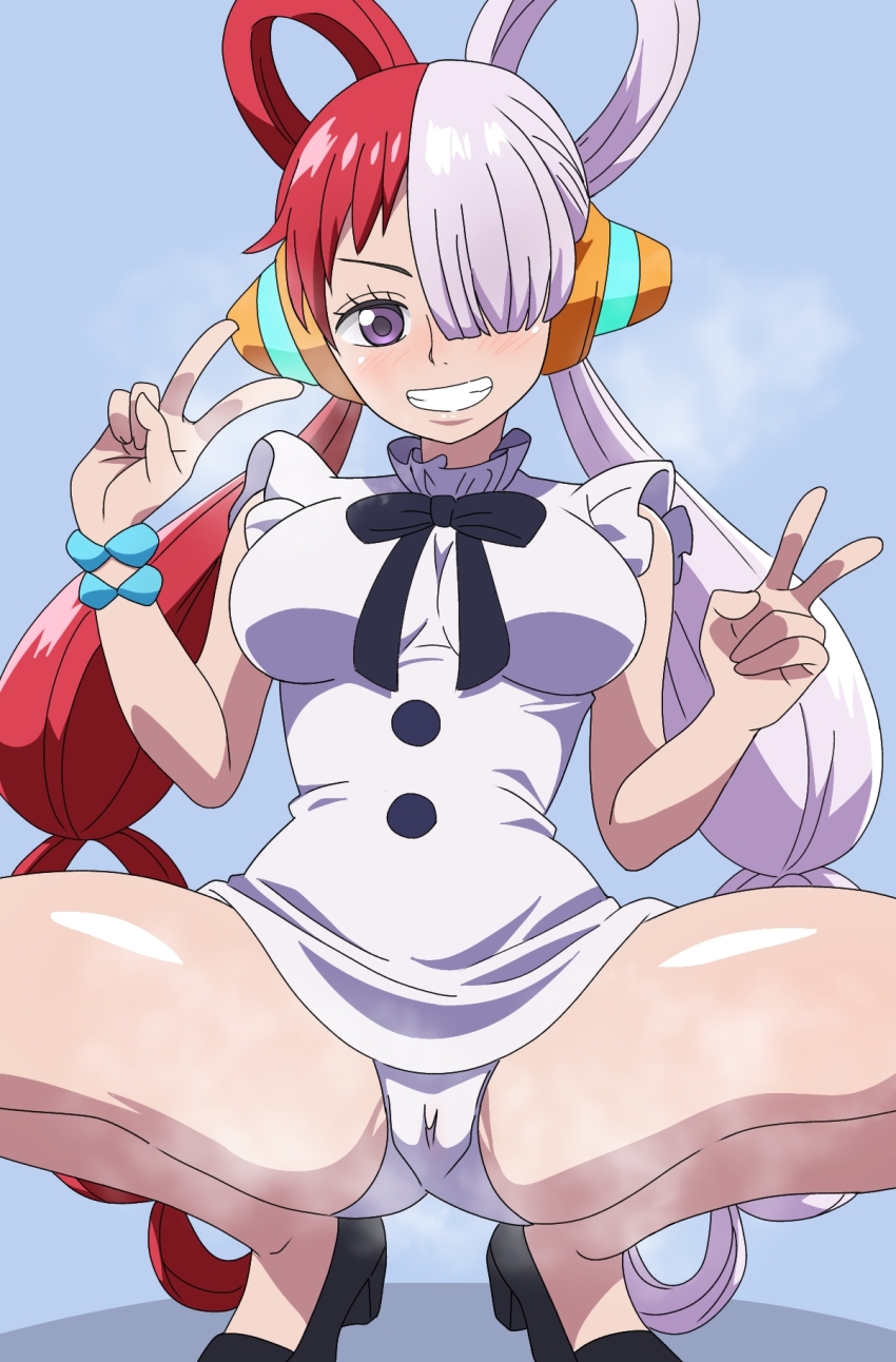 highres panties pussy_visible_through_panties squatting tagme thick_thighs thighs underwear uta_(one_piece) v