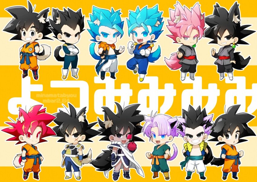 6+boys animal_ears bardock black_eyes black_hair blue_eyes blue_hair bowl_cut bracer cape cat_boy cat_ears cat_tail chibi clenched_hands commentary_request cross_scar crossed_arms dark-skinned_male dark_skin dated_commentary dog_boy dog_ears dog_tail dougi dragon_ball dragon_ball_minus dragon_ball_super dragon_ball_super_broly dragonball_z dual_persona earrings facial_scar fangs father_and_son gamubanku gloves gogeta goku_black grandfather_and_grandson grey_eyes grin hands_on_own_hips jewelry looking_at_viewer male_focus metamoran_vest multicolored_hair multiple_boys open_mouth parent_and_child pink_hair potara_earrings red-tinted_eyewear red_eyes red_hair saiyan_armor scar scar_on_cheek scar_on_face scouter short_hair smile smirk son_goku son_goten spiked_hair super_saiyan super_saiyan_blue super_saiyan_god super_saiyan_rose tail tinted_eyewear translation_request trunks_(dragon_ball) tullece two-tone_hair vegeta vegetto white_cape white_gloves widow&#039;s_peak wristband
