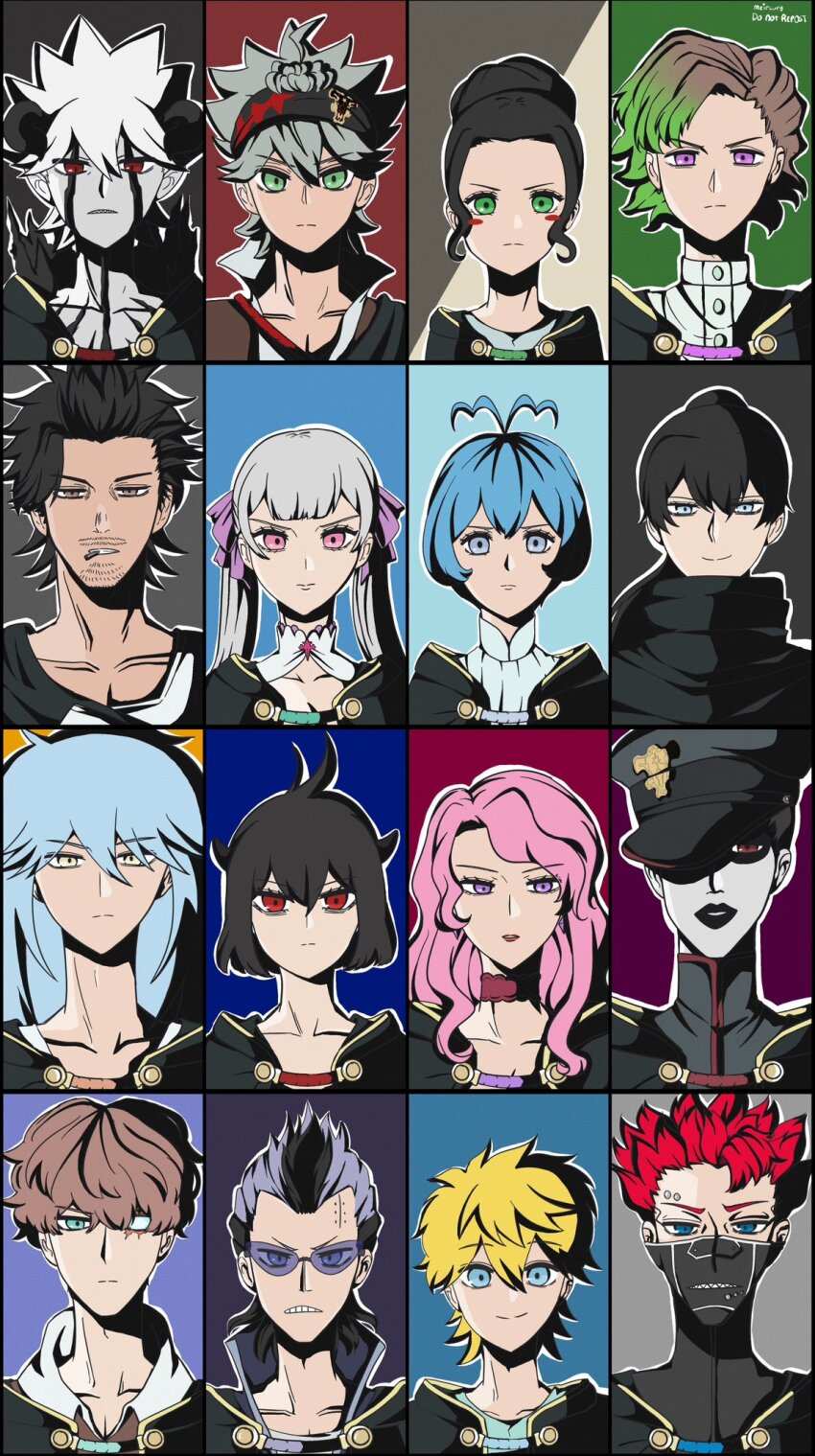 asta_(black_clover) black_clover black_hair blonde_hair blue_eyes charmy_pappitson finral_roulacase gauche_adlai gordon_agrippa green_eyes grey_(black_clover) grey_hair highres long_hair magna_swing noelle_silva pink_hair purple_eyes red_eyes red_hair secre_swallowtail twintails vanessa_enoteca yami_sukehiro zora_ideale