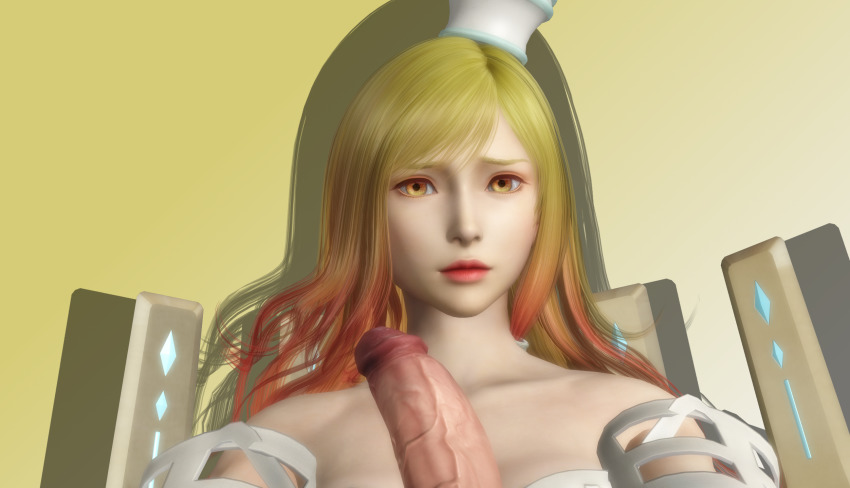 10s 1boy 1girl 3d blonde_hair dissidia_final_fantasy dissidia_final_fantasy_nt erection final_fantasy gradient_eyes gradient_hair hat highres imminent_rape lipstick long_hair looking_at_viewer makeup materia_(dissidia) multicolored_eyes multicolored_hair penis pov ratounador red_eyes red_hair red_lips shadow square_enix tecmo two-tone_hair uncensored veins veiny_penis white_headwear worried xnalara_(medium) yellow_eyes