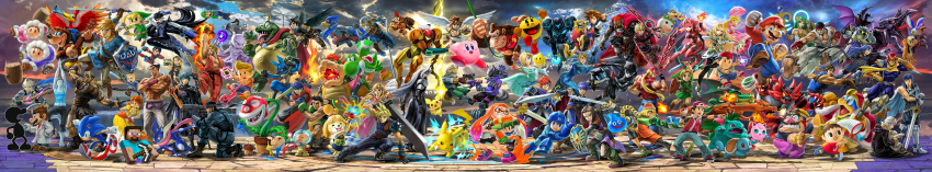 6+boys 6+girls absolutely_everyone absurdres aegis_sword_(xenoblade) amamiya_ren amulet animal_crossing ankle_gun arm_behind_head armor arms_(game) banjo-kazooie banjo_(banjo-kazooie) bare_shoulders baseball_cap bayonetta bayonetta_(series) bayonetta_2 beanie belt black_hair black_jacket block_(object) blonde_hair blue_armor blue_bodysuit blue_eyes blue_hair blue_overalls blunt_bangs blush bodysuit book bowser bowser_jr. breasts brothers brown_hair captain_falcon castlevania:_rondo_of_blood castlevania_(series) cat chain charizard chest_jewel chinese_clothes chrom_(fire_emblem) cleavage closed_mouth cloud_strife colored_sclera corrin_(fire_emblem) corrin_(male)_(fire_emblem) cropped_jacket crossed_legs crown dark_pit dark_samus deku_shield diddy_kong dinosaur disney dog_(duck_hunt) donkey_kong donkey_kong_(series) donkey_kong_country doseisan dougi dr._mario dr._mario_(game) dragon_(arms) dragon_quest dragon_quest_xi dress duck_(duck_hunt) duck_hunt earrings everyone f-zero facepaint facial_hair falchion_(fire_emblem) falco_lombardi family_computer_robot fangs fatal_fury fatal_fury_cap final_fantasy final_fantasy_vii final_fantasy_vii_advent_children fingerless_gloves fire fire_emblem fire_emblem:_mystery_of_the_emblem fire_emblem:_path_of_radiance fire_emblem:_radiant_dawn fire_emblem:_the_binding_blade fire_emblem:_three_houses fire_emblem_awakening fire_emblem_fates flame-tipped_tail floating food forehead_jewel fox_mccloud full_body galaxia_(sword) game_&amp;_watch ganondorf gem gen_1_pokemon gen_2_pokemon gen_6_pokemon gen_7_pokemon gerudo glasses gloves green_eyes green_hair greninja hair_down hair_ornament hand_up happy hat headpiece helmet hero_(dq11) highres holding holding_sword holding_weapon hood hooded_jacket hylian_shield ice_climber ike_(fire_emblem) incineroar inkling inkling_girl inkling_player_character isabelle_(animal_crossing) ivysaur jacket jewelry jigglypuff jumpsuit junior_clown_car kazooie_(banjo-kazooie) ken_masters keyblade kid_icarus kid_icarus_uprising king_dedede king_k._rool kingdom_hearts kingdom_hearts_i kirby kirby_(series) knit_hat large_breasts legendary_pokemon leggings link little_mac long_hair long_image long_sleeves looking_at_viewer lucas_(mother_3) lucina_(fire_emblem) luigi luma_(mario) male_byleth_(fire_emblem) male_robin_(fire_emblem) mario mario_(series) marth_(fire_emblem) martial_arts_belt masamune_(ff7) master_sword mega_man_(character) mega_man_(classic) mega_man_(series) meta_knight metal_gear_(series) metal_gear_solid metroid metroid_prime mewtwo mickey_mouse mii_(nintendo) mii_brawler mii_gunner_(smash_ultimate) min_min_(arms) minecraft mishima_kazuya mole mole_under_mouth monado morgana_(persona_5) mother_(series) mother_2 mother_3 mr._game_&amp;_watch multiple_belts multiple_boys multiple_girls muscular mythra_(massive_melee)_(xenoblade) mythra_(xenoblade) nana_(ice_climber) ness_(mother_2) nintendo noodles official_art olimar open_clothes open_jacket open_mouth over_shoulder overalls pac-man pac-man_(game) palutena pants pantyhose pantyhose_under_shorts persona persona_5 persona_5:_dancing_star_night persona_dancing pichu pikachu pikmin_(creature) pikmin_(series) piranha_plant pit_(kid_icarus) pointy_ears pokemon pokemon_(creature) pokemon_frlg ponytail popo_(ice_climber) power_suit princess_daisy princess_peach princess_zelda puffy_pants punch-out!! pyra_(xenoblade) quadruple_wielding raglan_sleeves ragnell red_(pokemon) red_eyes red_footwear red_gloves red_hair red_jumpsuit red_legwear red_shorts reverse_trap richter_belmont ridley rosalina roy_(fire_emblem) ryu_(street_fighter) samus_aran school_uniform sefirot sephiroth sheik sheikah sheikah_slate shield shirt shoes short_hair shorts shouryuuken shulk_(xenoblade) siblings simon_belmont skin_tight smile solid_snake sonic_(series) sonic_the_hedgehog sonic_the_hedgehog_(classic) sora_(kingdom_hearts) sparkle spiked_hair splatoon_(series) splatoon_1 splattershot_(splatoon) squirtle star_fox steve_(minecraft) street_fighter street_fighter_ii_(series) super_mario_bros._1 super_mario_galaxy super_smash_bros. surcoat swept_bangs sword tail teeth tekken tentacle_hair terry_bogard the_king_of_fighters the_legend_of_zelda the_legend_of_zelda:_a_link_between_worlds the_legend_of_zelda:_breath_of_the_wild the_legend_of_zelda:_majora&#039;s_mask the_legend_of_zelda:_ocarina_of_time the_legend_of_zelda:_the_wind_waker thick_eyebrows thighhighs tiara tongue toon_link topless_male tunic uppercut varia_suit very_long_hair villager_(animal_crossing) wario warioware weapon weapon_over_shoulder white_sleeves wide_image wii_fit wii_fit_trainer wii_fit_trainer_(female) wings wolf_o&#039;donnell wooden_shield xenoblade_chronicles_(series) xenoblade_chronicles_1 xenoblade_chronicles_2 yellow_sclera yellow_shoes yoshi young_link zero_suit zipper