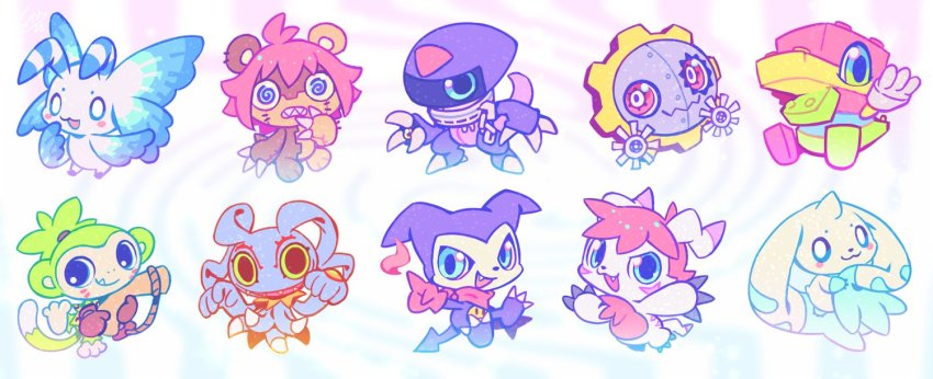bemmon digimon gomamon gomamon_x-antibody hagurumon happy horn imp impmon keramon ludomon monkey moonmon morphomon sharp_teeth smile teeth terriermon toyagumon
