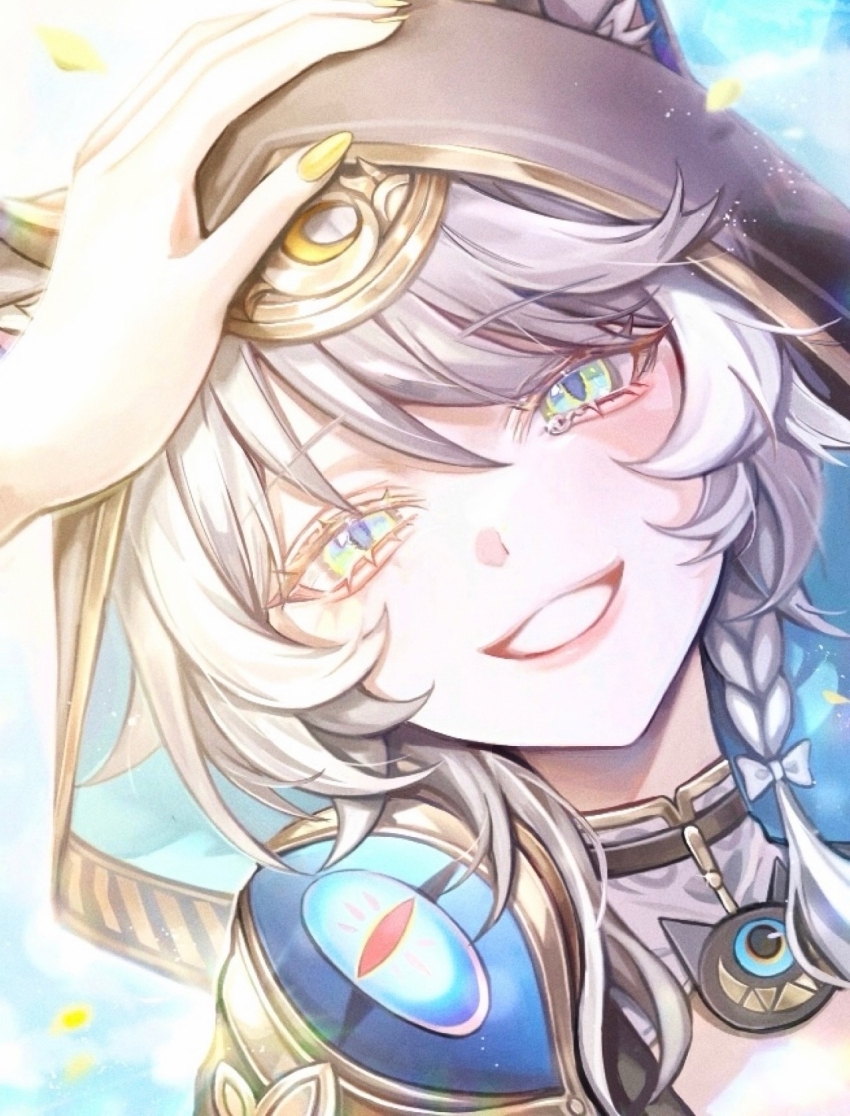 2girls aglaea_(honkai:_star_rail) animal_ears animal_hood blue_eyes cat_ears cat_girl cat_hood cipher_(honkai:_star_rail) commentary_request diandao_qin female_pov grey_hair highres honkai:_star_rail honkai_(series) hood looking_at_viewer multiple_girls pov pov_hands short_hair_with_long_locks smile yellow_nails