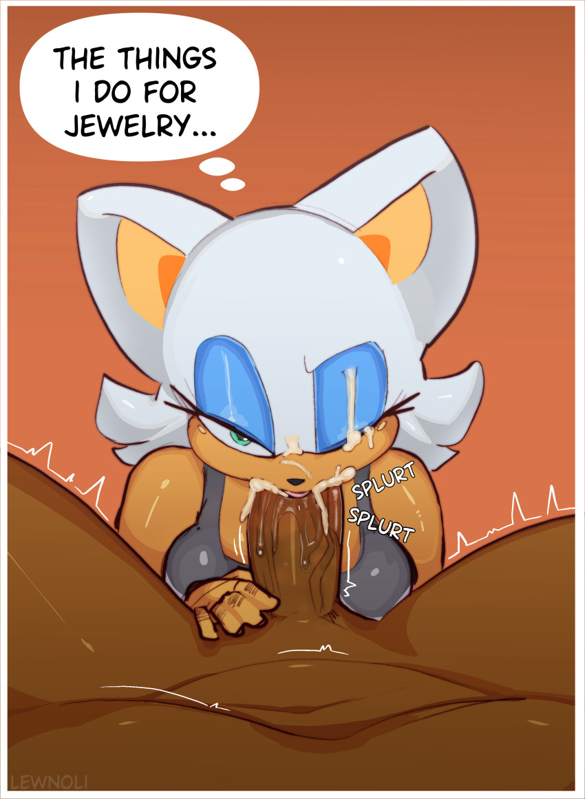 2025 artist_name bat_(animal) cum cum_on_body english_text facial fellatio furry furry_female furry_with_non-furry interspecies lewnoli looking_at_viewer bad_tag one_eye_closed oral penis pov rouge_the_bat sex size_difference sonic_(series) speech_bubble thought_bubble