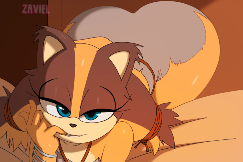 ass badger bed blush female_focus finger_bite furry furry_female huge_ass jungle_girl kyojiri_loli looking_at_viewer narrowed_eyes sega shadow smile solo sonic_(series) sonic_boom_(series) sticks&#039;_finger_bite_(meme) sticks_the_badger tagme zaviel