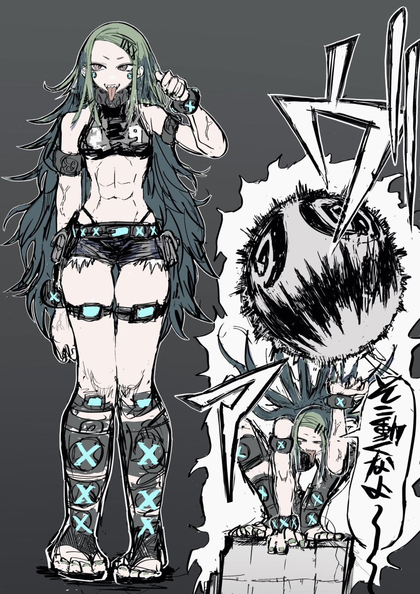 1girl fang highres long_tongue sharp_teeth source_request tagme teeth tongue zepitaph