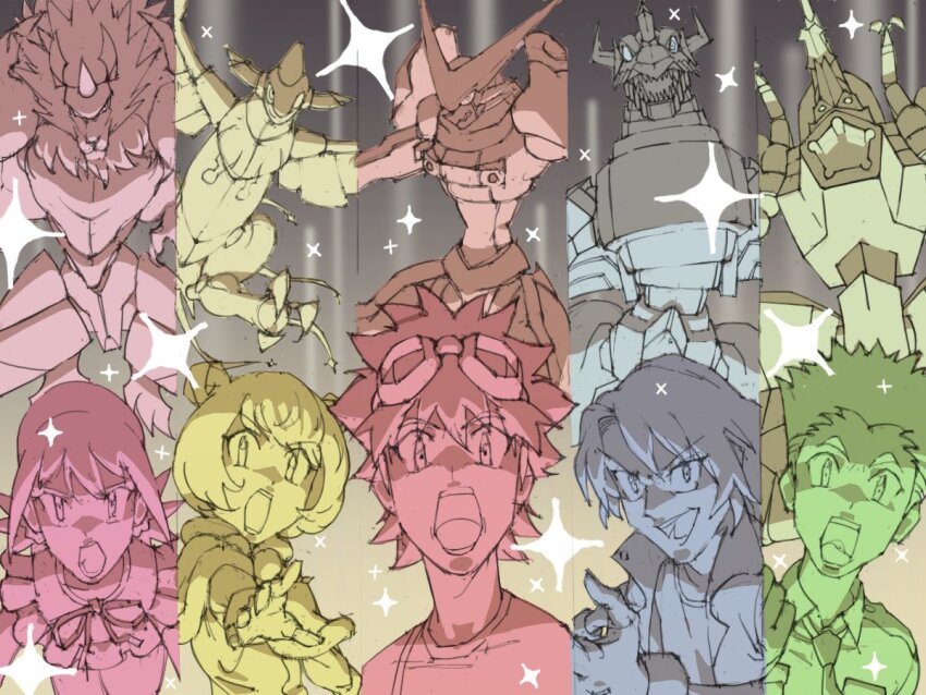 amano_kotone aonuma_kiriha atlurballistamon digimon digimon_xros_wars hinomoto_akari kudou_taiki omegashoutmon raptorsparrowmon source_request tagme tsurugi_zenjirou yaegerdorulumon zekegreymon