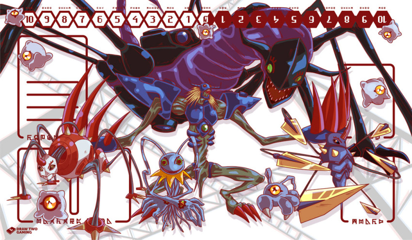 antennae armagemon chrysalimon diablomon digimon digimon_(creature) evolutionary_line green_eyes horns infermon keramon kuramon looking_at_viewer sharp_teeth teeth tentacles tsumemon