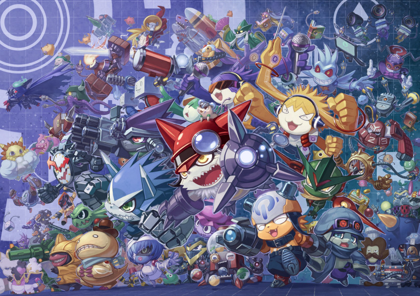 addmon agumon aidmon appmon auctiomon batterimon_(appmon) biomon bookmon bootmon bramon calcumon calendamon callmon camera cameramon cardmon_(appmon) character_request closed_eyes coachmon commentary_request compassmon cookmon copipemon dancemon denpamon diarimon dice dicemon digimon digimon_(creature) digimon_universe:_appli_monsters dogamon dokamon dopemon drawmon dressmon ecomon everyone fire flat_screen_tv flickmon gashamon gatchmon gengomon goggles goggles_on_head gomimon green_eyes hackmon_(appmon) hat headphones highres jammingmon jetmon jishomon kabemon kaimon kakeimon kosomon lightmon luckmon mailmon mcmon messemon mienumon mirrormon moneymon musclemon musimon navimon_(appmon) newsmon no_humans offmon onmon onpamon open_mouth pekomon perorimon pipomon pokomon_(appmon) protecmon puzzlemon racemon recomon resshamon reviewmon rocketmon roleplaymon ropuremon sakusimon sasasi savemon scumon setmon sharp_teeth shield shotmon sleepmon slot_machine slotmon spamon sunglasses supplemon swipemon sword tapmon teeth television tellermon togemon trickmon tubumon tutomon v-mon virusmon watch watchmon weapon weathermon yadomon