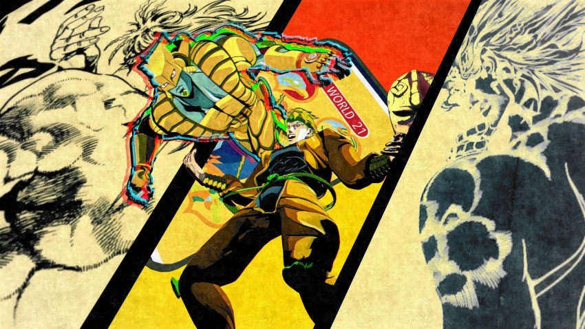 chromatic_aberration dio_brando glitch jojo_no_kimyou_na_bouken koishit_(artist) simple_background tarot the_world the_world_(tarot) wryyyyyyyyyyyyyyyyyyyy