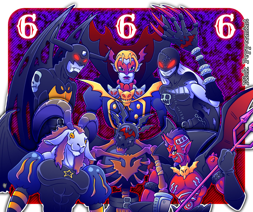 demon demon_girl devimon digimon digimon_(creature) fallen_angel highres ladydevimon long_hair mask mephismon phelesmon skullsatamon vamdemon