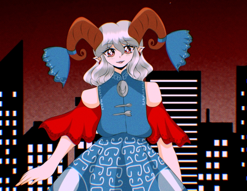 80s city cityscape highres oldschool retro_artstyle sunset tagme touhou toutetsu_yuuma yuuna_arlovskaya