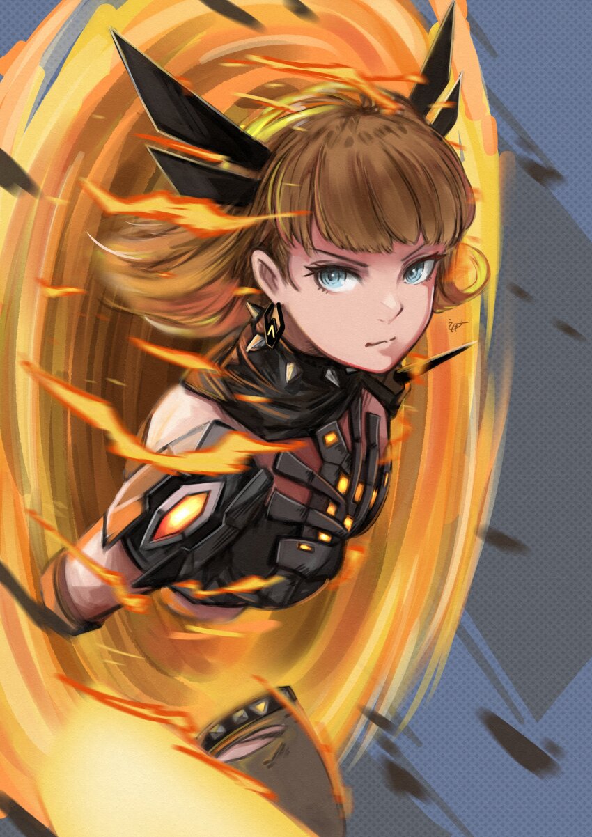 absurdres blonde_hair blue_eyes earrings fire highres jewelry magic magik_(x-men) marvel marvel_rivals momo_juice