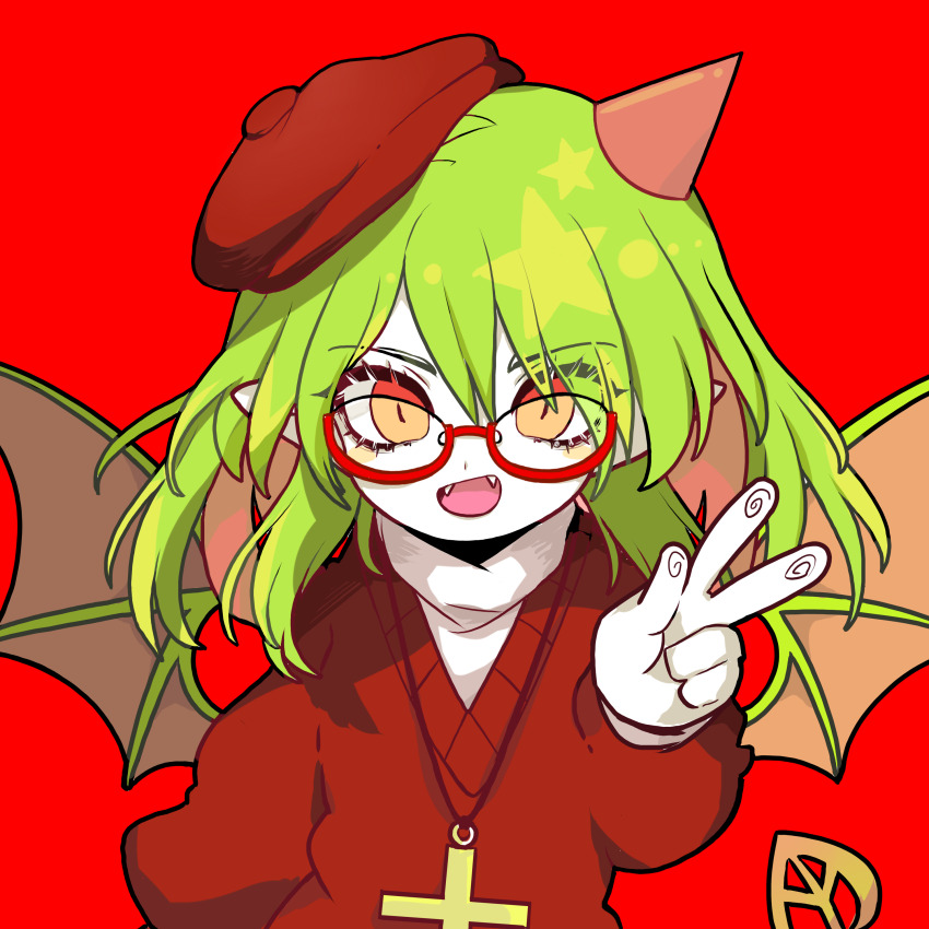 1girl absurdres akhssm-br demon_girl funamusea grey_hair haiiro_teien highres horns looking_at_viewer red_sweater short_hair single_horn solo sweater yosafire_(funamusea)