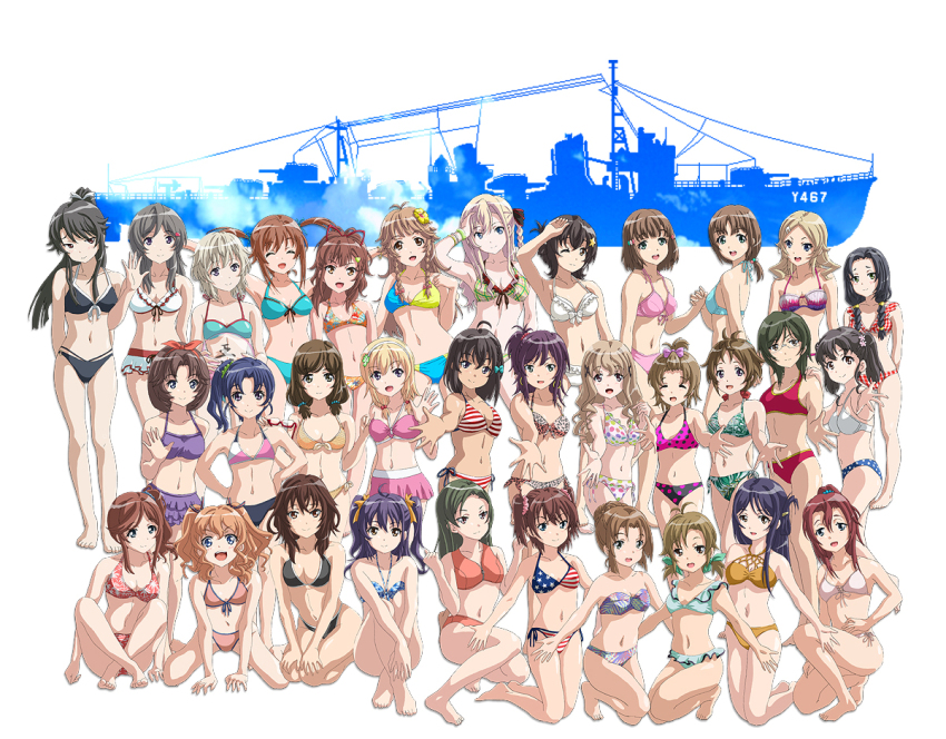 6+girls american_flag american_flag_bikini american_flag_print animal_print bikini black_bikini black_hair blonde_hair blue_bikini blue_eyes blush boat bow bracelet braid breasts brown_eyes brown_hair character_request checkered_bikini checkered_clothes china_moeka cleavage earrings everyone flag_print flag_print_bikini floral_print_bikini flower glasses grey_hair hair_bow hair_flower hair_ornament hair_ribbon hairband hal-py harekaze high_school_fleet holding_hands hoop_earrings jewelry kneeling leopard_print leopard_print_bikini misaki_akeno multicolored_bikini multiple_girls navel nosa_kouko on_one_knee one_eye_closed open_mouth pink_bikini pink_bow plaid_bikini plaid_clothes ponytail print_bikini purple_hair ribbon shiretoko_rin sitting smile spotted_bikini star_(symbol) star_hair_ornament striped_bikini striped_clothes swimsuit twin_braids twintails watercraft wilhelmina_braunschweig_ingenohl_friedeburg yellow_flower