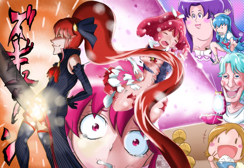 6+girls aino_megumi blue_(happinesscharge_precure!) constricted_pupils crossover cure_mirage despair happinesscharge_precure! hidamari_sketch highres hikawa_iona hunter_x_hunter multiple_girls non-web_source oomori_yuuko parody phantom_(happinesscharge_precure!) precure queen_mirage scared sheriff_woody shirayuki_hime spoilers toy_story unlovely_(happinesscharge_precure!) what