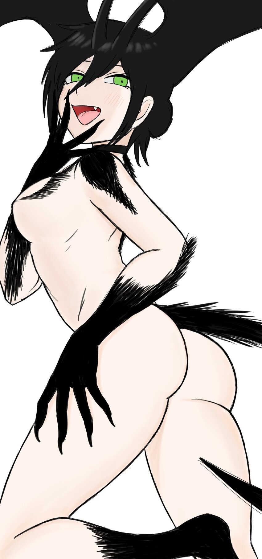 1girl absurdres ass black_fur breasts chainsaw_man cosplay demon_girl demon_tail demon_wings devil_lady_(devilman_lady) devil_lady_(devilman_lady)_(cosplay) devilman devilman_lady head_wings highres reze_(chainsaw_man) solo tail thebabalgam wings