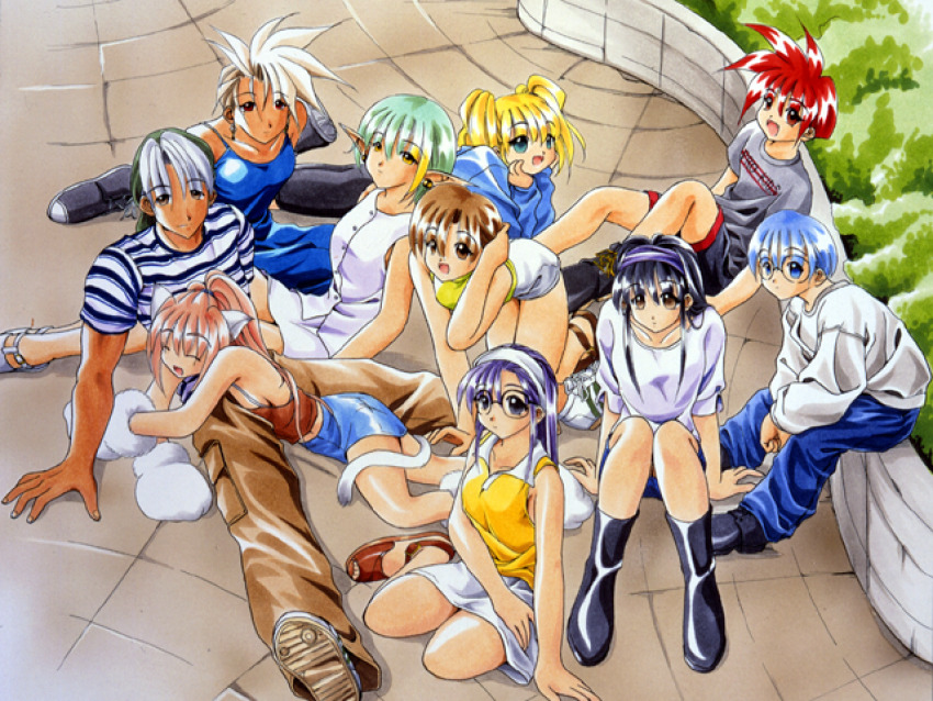 3boys 6+girls aleph_coulson animal_ears animal_hands atelier-moo bare_shoulders black_hair blonde_hair blue_eyes blue_hair bob_cut boots breasts brown_eyes brown_hair camisole cat_ears cat_girl cat_paws cat_tail cheryl_christia christpher_cross closed_mouth collarbone dress elf elle_louise fang glasses gloves gradient_hair green_eyes green_hair hair_between_eyes hand_on_ground hands_on_own_cheeks hands_on_own_face high_ponytail large_breasts lisa_meccano long_hair long_sleeves looking_at_viewer maria_short medium_hair melody_sinclair multicolored_hair multiple_boys multiple_girls open_mouth patty_sole paw_gloves paw_shoes pete_ross pink_hair pointy_ears ponytail purple_eyes purple_hair red_eyes red_hair ribbon sandals sheela_sheffield shirt short_hair short_twintails sitting skirt sleeveless smile tail tail_ornament tail_ribbon thighs tooth twintails white_hair wide_ponytail yellow_eyes yuukyuu_gensoukyoku