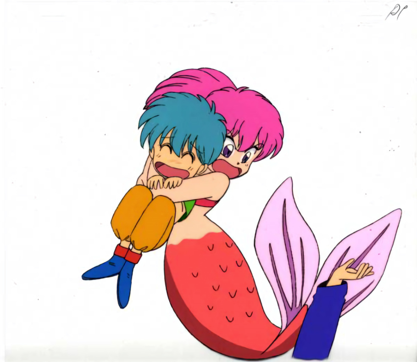 1990s_(style) akazukin_chacha marin_(akazukin_chacha) marin_(marine-sky-earth) mermaid mermaid_tail mermaid_transformation monster_girl retro_artstyle riiya shiine tagme