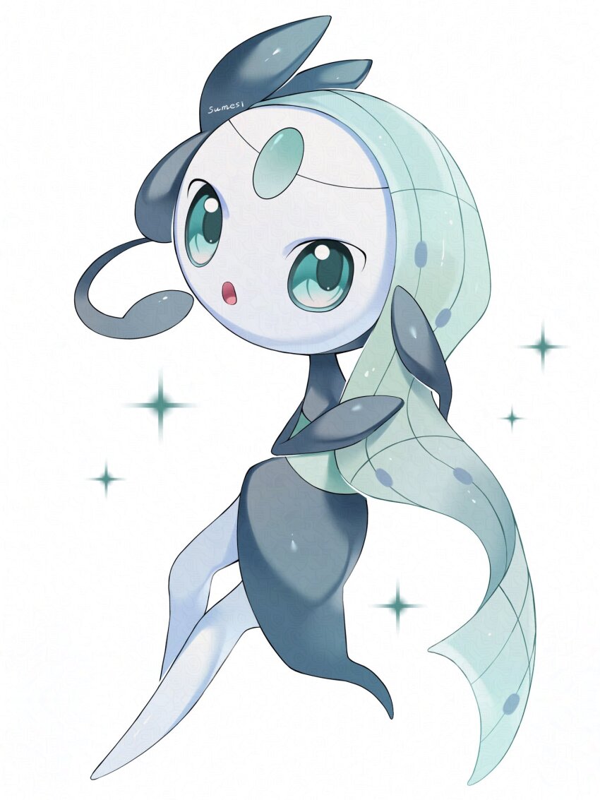:o black_dress blue_eyes colored_skin dress forehead_jewel full_body gen_5_pokemon green_hair highres holding holding_own_hair iwasi_29 legendary_pokemon long_hair looking_at_viewer meloetta meloetta_(aria) mythical_pokemon nintendo open_mouth pokemon pokemon_(creature) pokemon_focus solo white_background white_skin