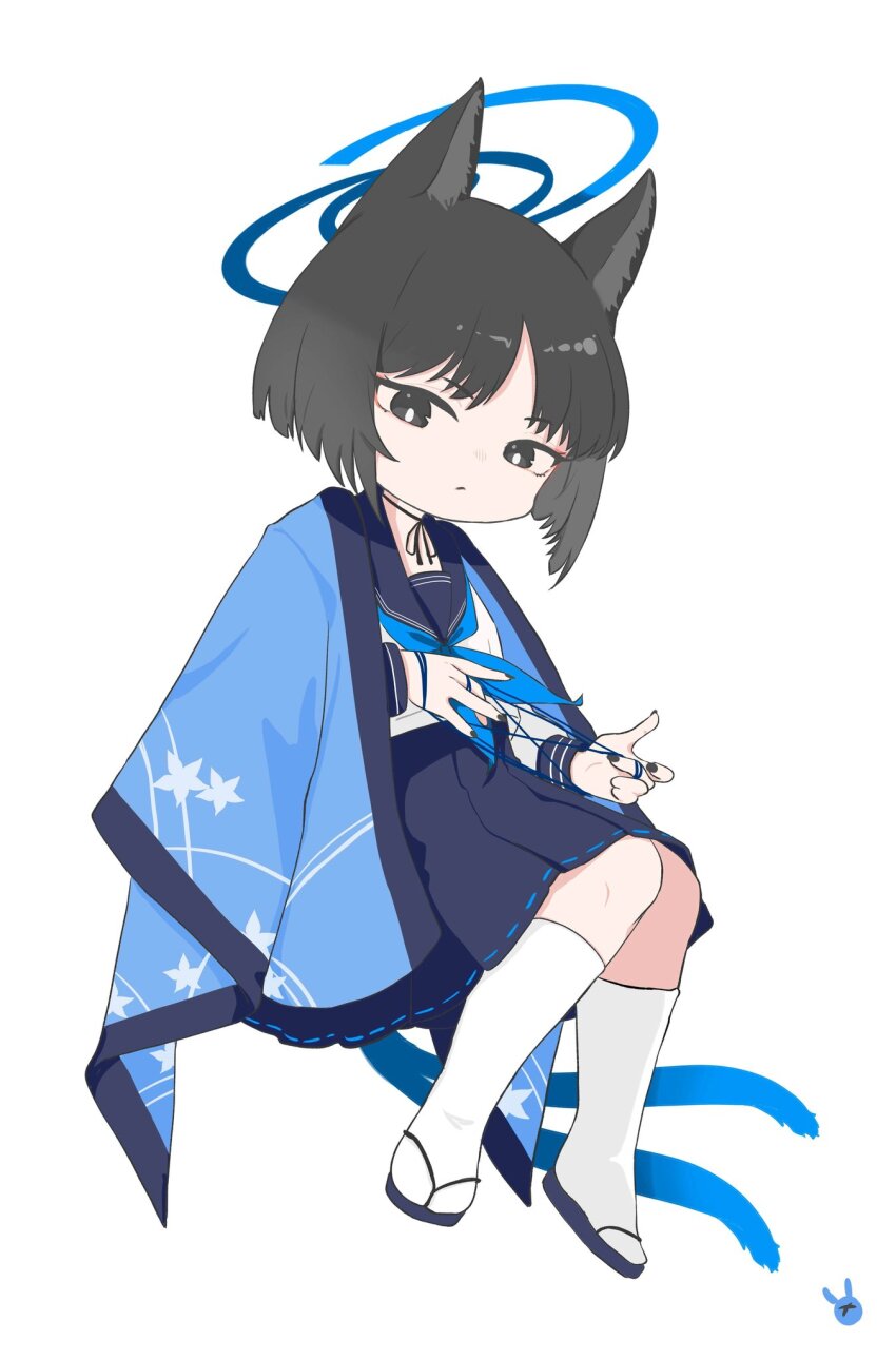 animal_ears blue_archive blue_sailor_collar cat_ears cat_girl cat_tail highres kikyou_(blue_archive) sailor_collar string tail