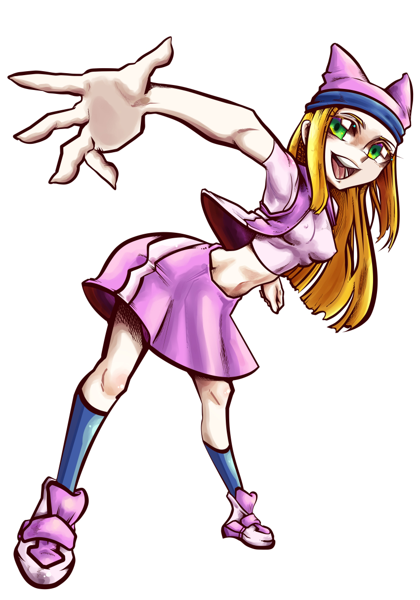 bad_tag blonde_hair digimon digimon_frontier green_eyes hat jacket long_hair orimoto_izumi pixiv_(7781532) tight_clothes white_background