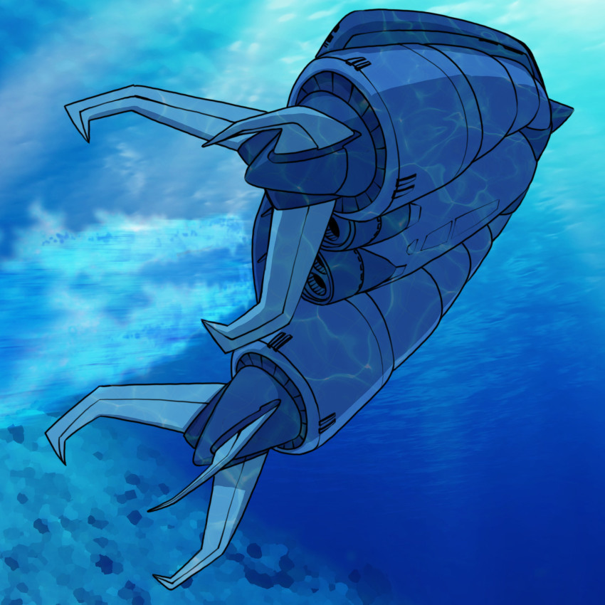 absurdres grabro gundam highres hirodango mecha mobile_suit_gundam monochrome robot underwater water