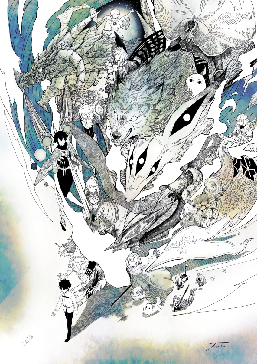 &lt;o&gt;_&lt;o&gt; abigail_williams_(fate) ahoge animal animal_ears apollo_(fate) arjuna_(fate) arjuna_alter_(fate) armor armored_dress artoria_pendragon_(fate) belt bow braid butterfly_wings cape cloak cosplay cu_chulainn_(fate) cu_chulainn_alter_(fate) diamond_hairband dog dragon dress excalibur_(fate/stay_night) faceless faceless_female faceless_male fafnir_(fate) fate/grand_order fate_(series) faulds flower fox fujimaru_ritsuka_(male) fur-trimmed_cloak fur_trim gauntlets hair_bow hat headless headpiece hessian_(fate) highres horns insect_wings jackal_ears jeanne_d&#039;arc_(fate) karna_(fate) koyanskaya_(fate) lobo_(fate) long_hair medjed_(fate) medjed_(fate)_(cosplay) meltryllis_(fate) merlin_(fate) mini_cu-chan_(fate) mmmpsychedelic138 nero_claudius_(fate) nitocris_(fate) nitocris_(fate/grand_order) nitocris_(swimsuit_assassin)_(fate) oberon_(fate) oversized_animal parted_bangs riding saber_(fate) single_braid sphinx_awlad standard_bearer sword tamamo_(fate) tentacles thigh_belt thigh_strap viy_(fate) voyager_(fate) weapon wings wolf