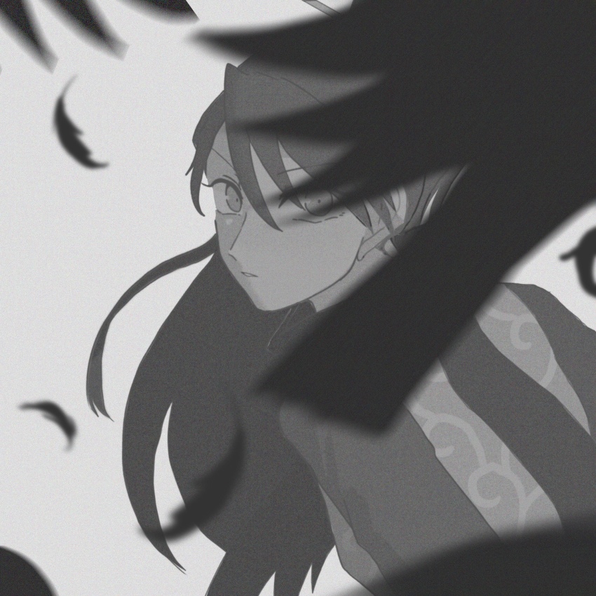 1girl ace_attorney ace_attorney_investigations bad_id bad_pixiv_id highres kay_faraday long_hair looking_at_viewer monochrome solo solo_focus